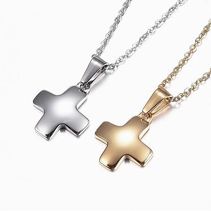 304 Stainless Steel Pendant Necklaces, Cross