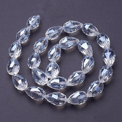 Transparent Glass Bead Strands, Faceted, Drop