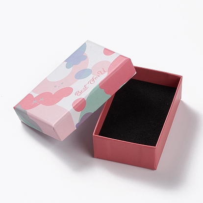 Boîtes à bijoux en carton, avec une éponge à l'intérieur, pour emballage cadeau bijoux, rectangle