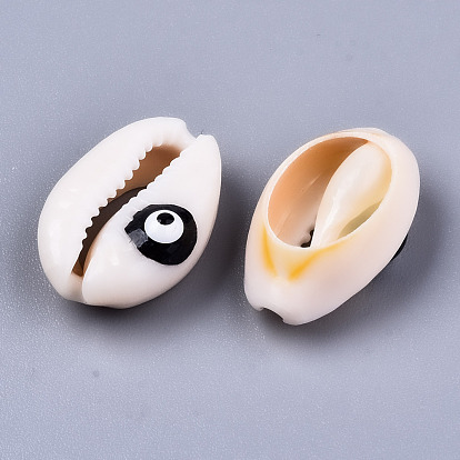 Perles de coquillage cauri naturelles, avec l'émail, pas de trous / non percés, mauvais œil