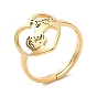 304 Stainless Steel Heart with Horse Adjustable Ring for Women