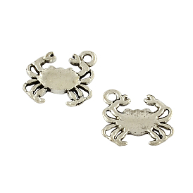 Tibetan Style Alloy Crab Charms, Cadmium Free & Lead Free, 15x16.3x2mm, Hole: 2mm, about 500pcs/500g