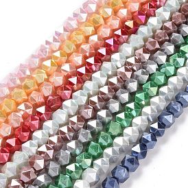Glass Pearl Beads Strands, Faceted, Polygon