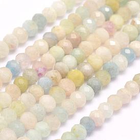 Natural Morganite Beads Strands, Faceted, Rondelle
