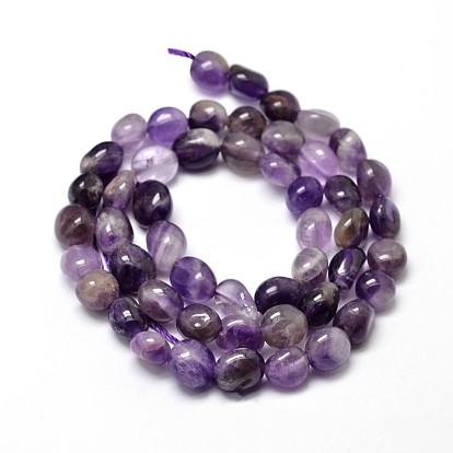 Natural Amethyst Nuggets Beads Strands, Tumbled Stone, 5~10x6~7x3~7mm, hole: 1mm, about 14.9 inch ~15.7 inch