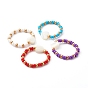 Handmade Glass Seed Beads Stretch Rings, with Natural Shell Beads & Round Rocailles Beads, Heart