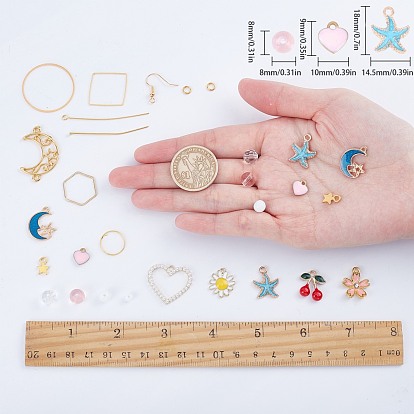 SUNNYCLUE DIY Dangle Earring Making Kits, include Alloy Pendants, Glass Beads, Brass Findings, Iron Findings