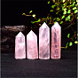 Baguettes en pierre de guérison en quartz rose naturel, tour, pour les décos de thérapie de méditation reiki chakra, hexagone prisme