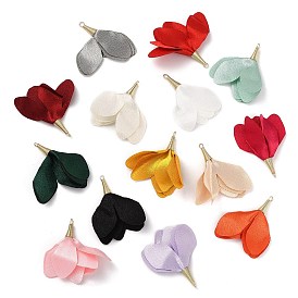 Polyester Pendant Decorations, with Iron Findings, Flower Charms