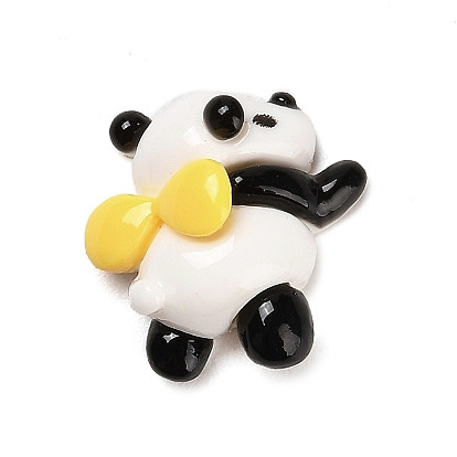 Cabujones de animales de resina opaca, lindo panda con lazo