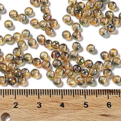 Perles de rocaille en verre, demi-plaqué, trou rond, ronde