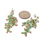 Glass Seed Braided Branch Dangle Stud Earrings, Golden 304 Stainless Steel Christmas Earrings for Women