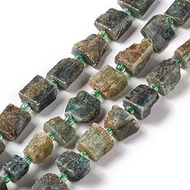 Brins bruts de perles de quartz vert naturel brut, nuggets