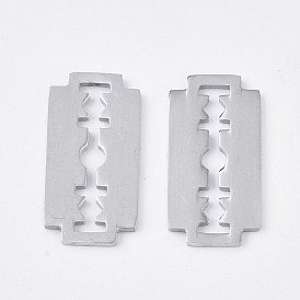 201 Stainless Steel Filigree Joiners, Smooth Surface, Razor Blade Shape
