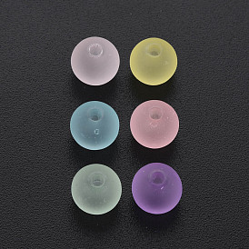 Transparent Acrylic Beads, Rubberized Style, Frosted, Round