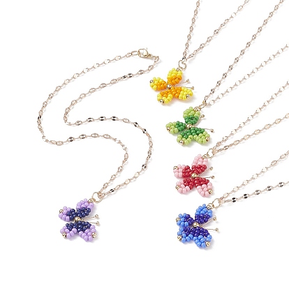 5шт 5 цветные стеклянные семена плетеные ожерелья с подвесками в виде бабочек набор, украшения из латунной проволоки для женщин
