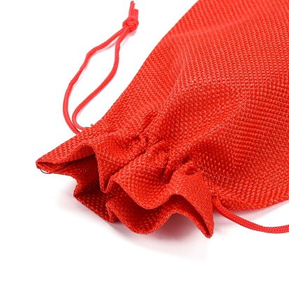 Polyester Imitation Burlap Packing Pouches Drawstring Bags