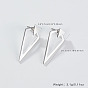 Rhodium Plated Sterling Silver Stud Earrings, Hollow Twist Triangle