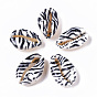 Perles de coquillage cauri naturel imprimées, pas de trous / non percés, avec motif léopard / rayures zébrées