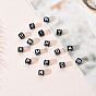 Black Craft Acrylic Letter Beads, Cube with White Mixed Letter