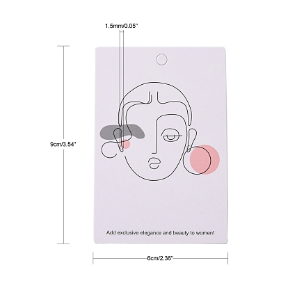 Cartes d'affichage de bijoux en carton, pour accrocher l'affichage de boucle d'oreille, rectangle, Modèle féminin