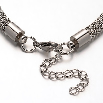 304 Stainless Steel Network Chains Bracelets, with Lobster Claw Clasps