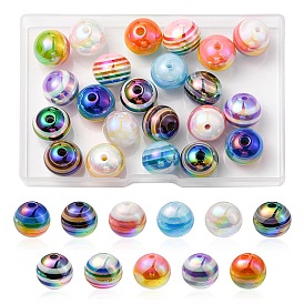 22 pcs 11 perles de résine à rayures colorées, couleur ab , rondelle