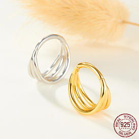925 Sterling Silver Triple Rings Hoop Earrings for Women
