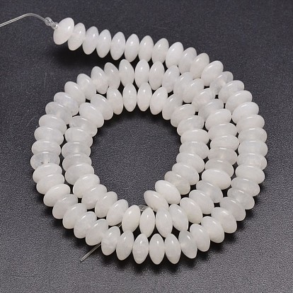 Rondelle Natural White Jade Beads Strands, 8x4mm, Hole: 1mm, about 95pcs/strand, 15.7 inch