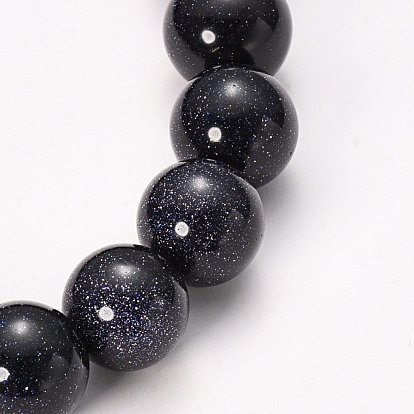 Azul goldstone pulseras del estiramiento de perlas sintéticas, rondo