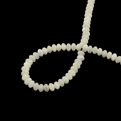 Rondelle Natural Trochid Shell/Trochus Shell Beads Strands, 4x2.5mm, Hole: 0.5mm, about 150pcs/strand, 15.7 inch