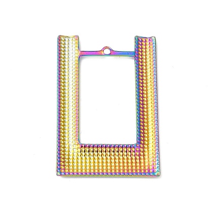 Placage ionique (ip) 304 pendentifs en acier inoxydable, charme rectangle