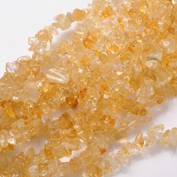 Gemstone Beads Strands, Natural Citrine, Dyed & Heated, Chip, Yellow