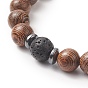 Браслет из бисера из драгоценных камней и натурального палисандра для мужчин и женщин, крест браслет