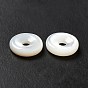 Natural White Shell Beads, Donut/Pi Disc