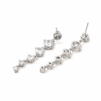 Boucles d'oreilles pendantes en laiton avec zircone cubique pour femme, sans plomb et sans cadmium, ronde graduée