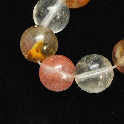 Tigerskin perles de verre brins, ronde, Trou: 1mm