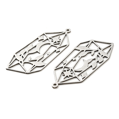 201 Stainless Steel Pendants, Laser Cut, Cystal with Moon & Star Charm
