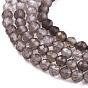Natural Smoky Quartz Beads Strands, Gradient Style, Round, Faceted