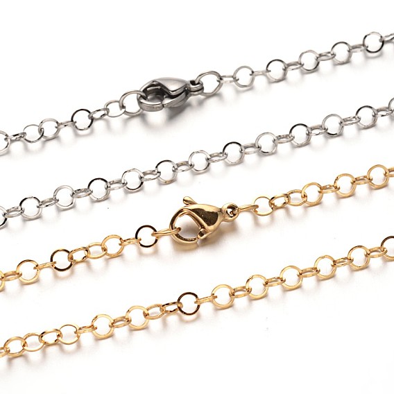 304 из нержавеющей стали кабель цепи ожерелья, с карабин-лобстерами , 29.5 дюйм (74.9 см) x 3 мм