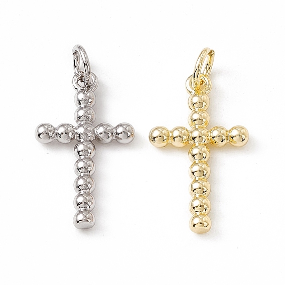 Pendentifs en laiton, charmes de croix de religion, avec des anneaux de saut ouverts