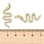Placage de crémaillère en laiton micro pavé pendentifs en zircone cubique claire, serpent