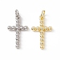 Brass Pendants, Religion Cross Charms, with Open Jump Rings