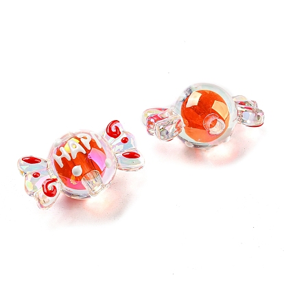 Perles acryliques transparentes, avec l'émail, Perle en bourrelet, candy