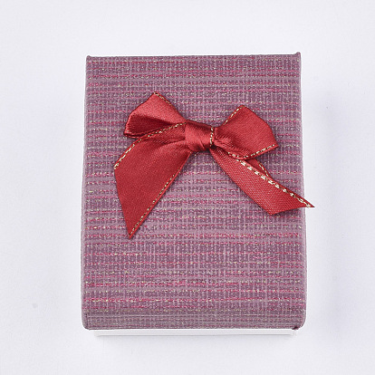 Картон комплект ювелирных изделий коробки, с губкой внутри, прямоугольник с бантом