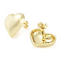 Brass Stud Earrings for Women, Heart