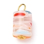 Column Handmade Millefiori Glass Lampwork Charms, with Iron Flat Head Pins and Alloy Spacer Beads