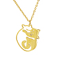 Stainless Steel Pendant Necklaces, with Cable Chains for Women, Cat Shaped