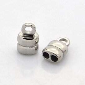 304 Stainless Steel Cord Ends, End Caps, 14x8x6mm, Hole: 3mm