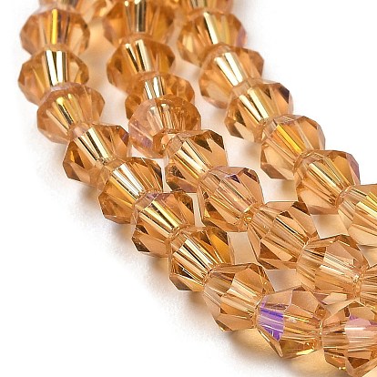 Transparent Electroplate Glass Beads Strands, AB Color Plated, Faceted, Bicone